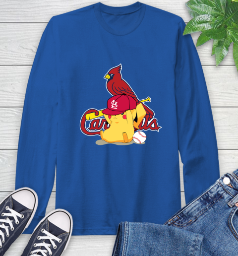 MLB Pikachu Baseball Sports St.Louis Cardinals Long Sleeve T-Shirt 9