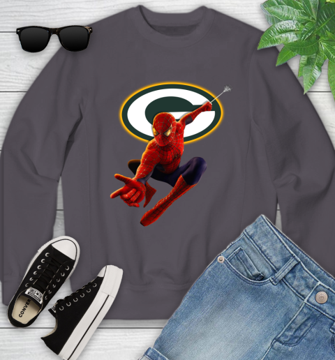 NFL Spider Man Avengers Endgame Football Green Bay Packers Youth Sweatshirt 6