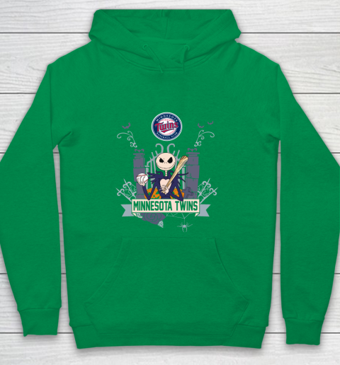 MLB Minnesota Twins Baseball Jack Skellington Halloween Youth Hoodie 4