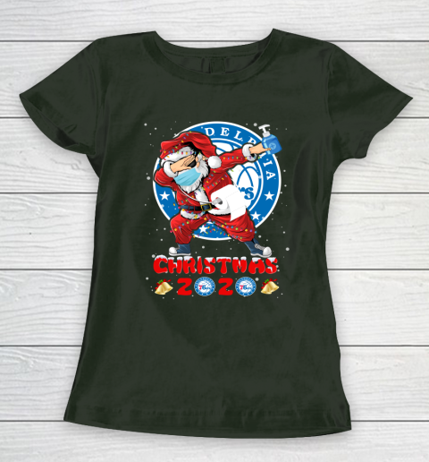 Philadelphia 76ers Funny Santa Claus Dabbing Christmas 2020 NBA Women's T-Shirt 4