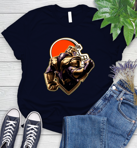 NFL Thanos Avengers Endgame Football Sports Cleveland Browns Women's T-Shirt 3