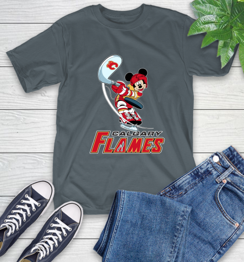 NHL Hockey Calgary Flames Cheerful Mickey Mouse Shirt T-Shirt - Image 8