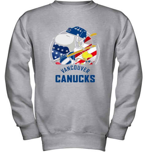 Vancouver Canucks Ice Hockey Snoopy And Woodstock NHL Youth Sweatshirt