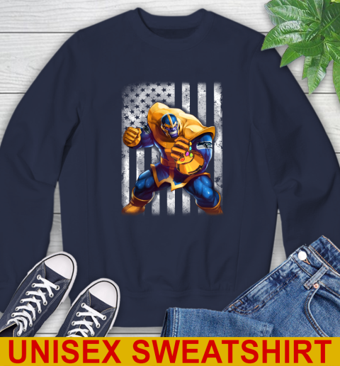 NFL Football Seattle Seahawks Thanos Marvel American Flag Shirt Sweatshirt 2