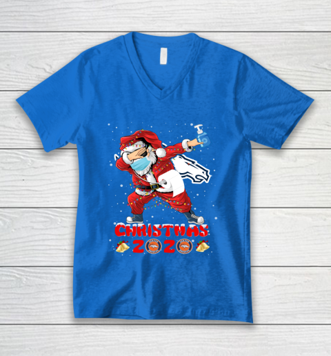 Denver Broncos Funny Santa Claus Dabbing Christmas 2020 NFL V-Neck T-Shirt 5