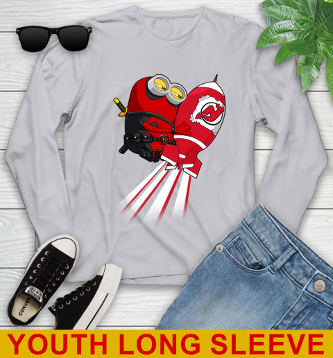NHL Hockey New Jersey Devils Deadpool Minion Marvel Shirt Youth Long Sleeve 5