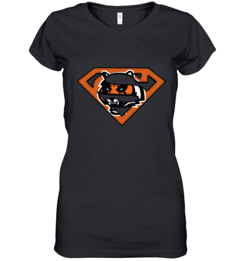 We Are Undefeatable The Cincinnati Bengals x Superman NFL Women's V-Neck T-Shirt