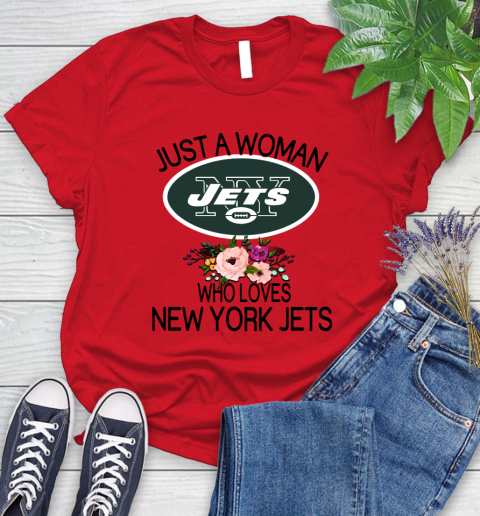 NFL Just A Woman Who Loves New York Jets Football Sports Women's T-Shirt 9