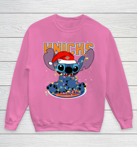 New York Knicks NBA noel stitch Basketball Christmas Youth Sweatshirt 3