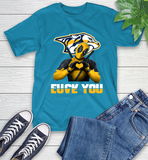 NHL Nashville Predators Deadpool Love You Fuck You Hockey Sports T-Shirt 9