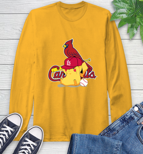 MLB Pikachu Baseball Sports St.Louis Cardinals Long Sleeve T-Shirt 3