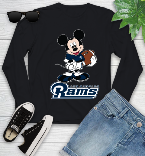 NFL Football Los Angeles Rams Cheerful Mickey Mouse Shirt Youth Long Sleeve