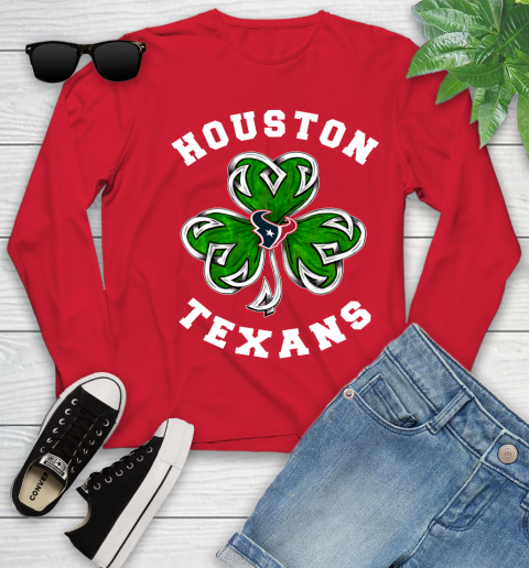NFL Houston Texans Three Leaf Clover St Patrick's Day Football Sports Youth Long Sleeve 11