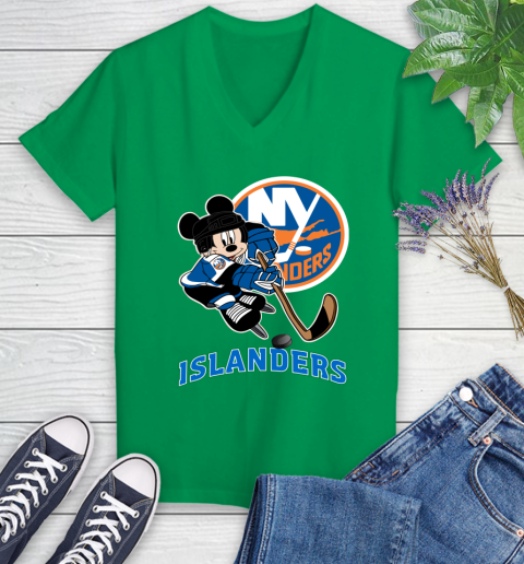 NHL New York Islanders Mickey Mouse Disney Hockey T Shirt Women's V-Neck T-Shirt 5
