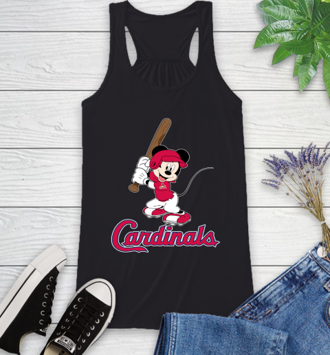 MLB Baseball St.Louis Cardinals Cheerful Mickey Mouse Shirt Racerback Tank
