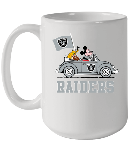 NFL Football Oakland Raiders Pluto Mickey Driving Disney Shirt Ceramic Mug 15oz