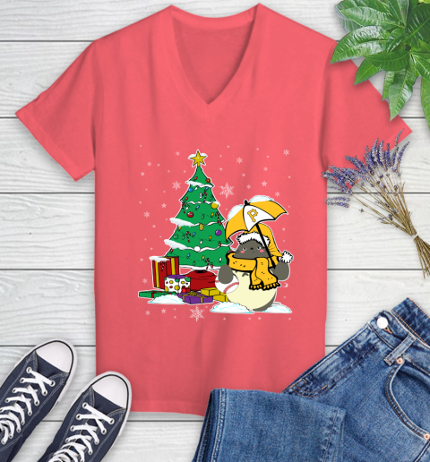 Pittsburgh Pirates MLB Baseball Cute Tonari No Totoro Christmas Sports Women's V-Neck T-Shirt 6
