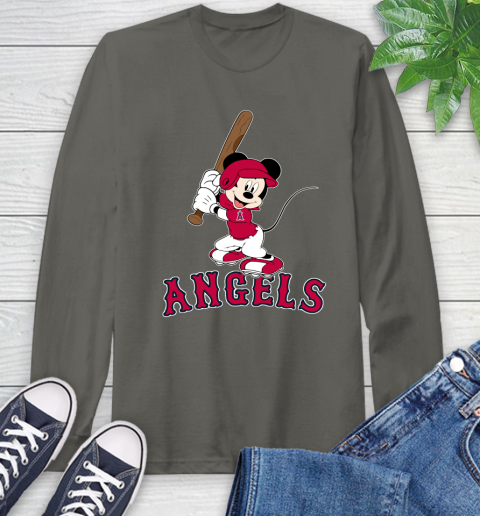 MLB Baseball Los Angeles Angels Cheerful Mickey Mouse Shirt Long Sleeve T-Shirt 9