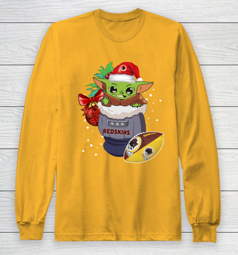 Washington Redskins Christmas Baby Yoda Star Wars Funny Happy NFL Long Sleeve T-Shirt 3