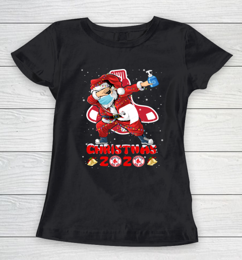 Boston Red Sox Funny Santa Claus Dabbing Christmas 2020 MLB Women's T-Shirt