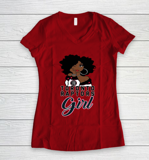Toronto Raptors Girl NBA Women's V-Neck T-Shirt 10