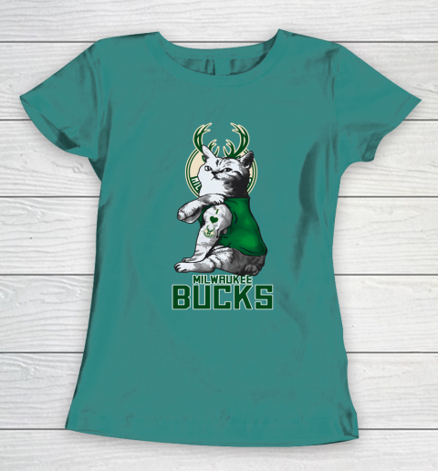 NBA Basketball My Cat Loves Milwaukee Bucks Women's T-Shirt 10
