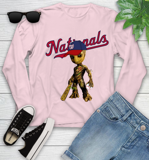 MLB Washington Nationals Groot Guardians Of The Galaxy Baseball Youth Long Sleeve 10