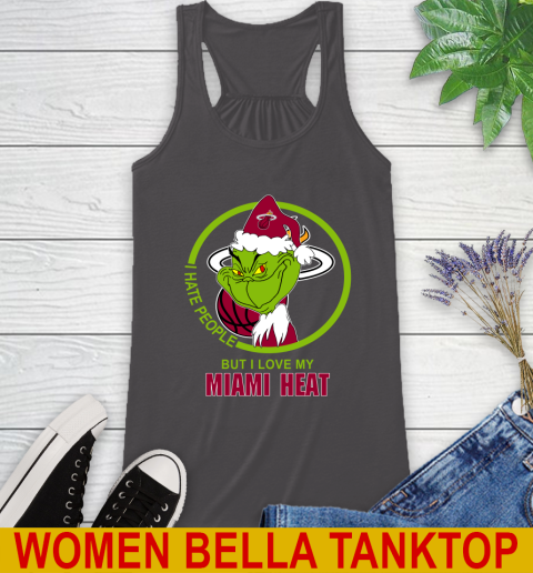 Miami Heat NBA Christmas Grinch I Hate People But I Love My Favorite Basketball Team Racerback Tank 12