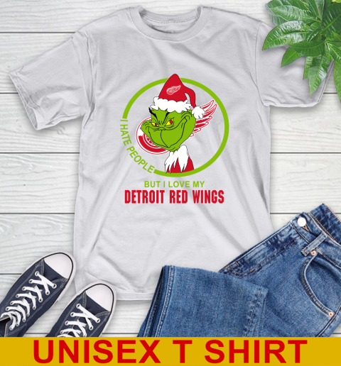Detroit Red Wings NHL Christmas Grinch I Hate People But I Love My Favorite Hockey Team T-Shirt 12