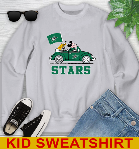 NHL Hockey Dallas Stars Pluto Mickey Driving Disney Shirt Youth Sweatshirt 4