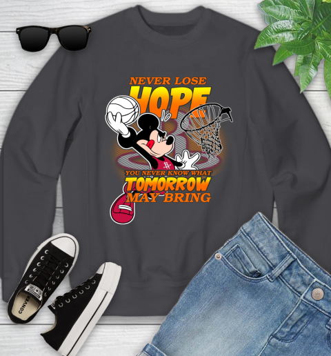 Houston Rockets NBA Basketball Mickey Disney Never Lose Hope Youth Sweatshirt 5