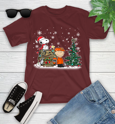NHL Anaheim Ducks Snoopy Charlie Brown Woodstock Christmas Stanley Cup Hockey Youth T-Shirt 14