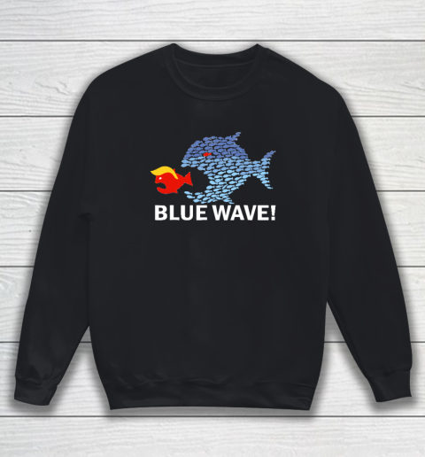 Blue Wave 2024 Funny Big Fish Eat Little Fish Trump Hair Sweatshirt