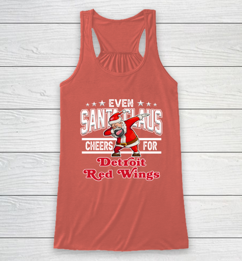 Detroit Red Wings Even Santa Claus Cheers For Christmas NHL Racerback Tank 3