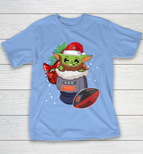 Cleveland Browns Christmas Baby Yoda Star Wars Funny Happy NFL Youth T-Shirt 10
