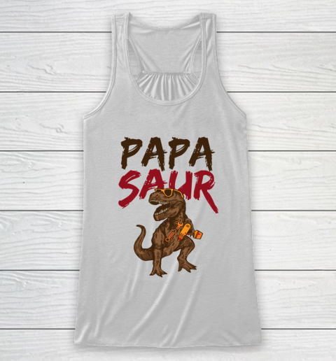 Father's Day Funny Gift Ideas Apparel  Papasaur Dad Father Racerback Tank