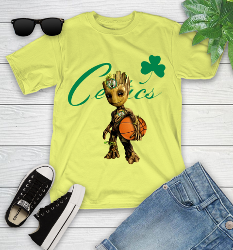 Boston Celtics NBA Basketball Groot Marvel Guardians Of The Galaxy Youth T-Shirt 8
