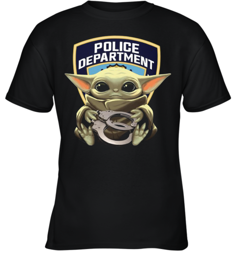 Baby Yoda Hug Police Department Youth T-Shirt