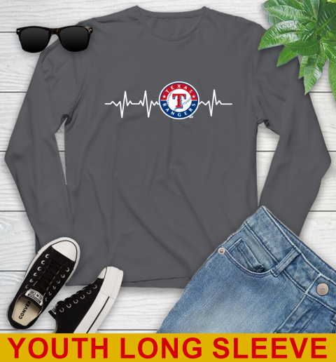Texas Rangers MLB Baseball Heart Beat Shirt Youth Long Sleeve 9