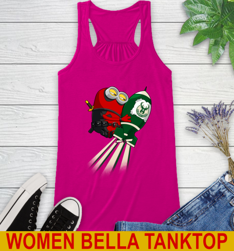 NBA Basketball Milwaukee Bucks Deadpool Minion Marvel Shirt Racerback Tank 6