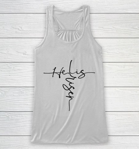 Easter He is Risen Cross Christian Racerback Tank
