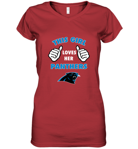 This Girl Loves Her Carolina Panthers Women's V-Neck T-Shirt 