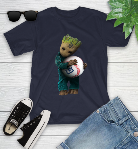 MLB Groot Guardians Of The Galaxy Baseball Sports Detroit Tigers Youth T-Shirt 3
