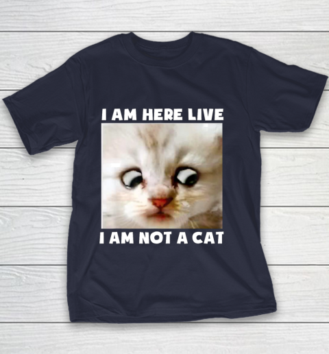 I Am Here Live I Am Not A Cat Funny Lawyer Cat Meme Youth T Shirt Tee For Sports