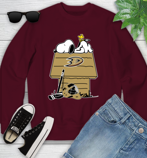 Anaheim Ducks NHL Hockey Snoopy Woodstock The Peanuts Movie Youth Sweatshirt 5