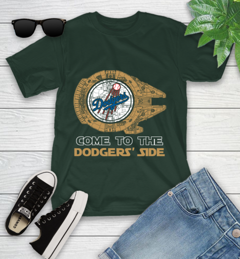 MLB Come To The Los Angeles Dodgers Side Star Wars Baseball Sports Youth T-Shirt 5