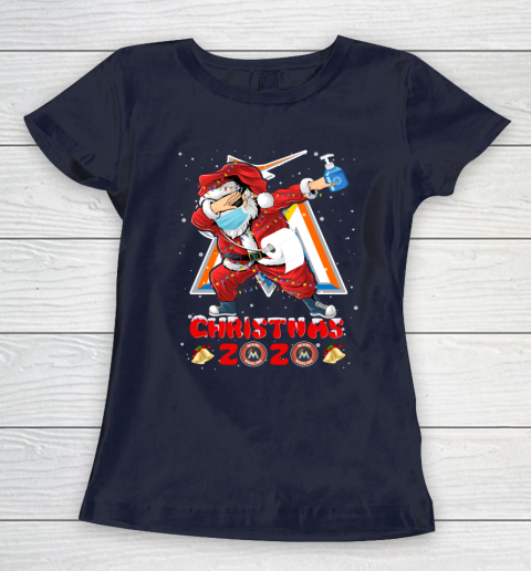 Miami Marlins Funny Santa Claus Dabbing Christmas 2020 MLB Women's T-Shirt 2