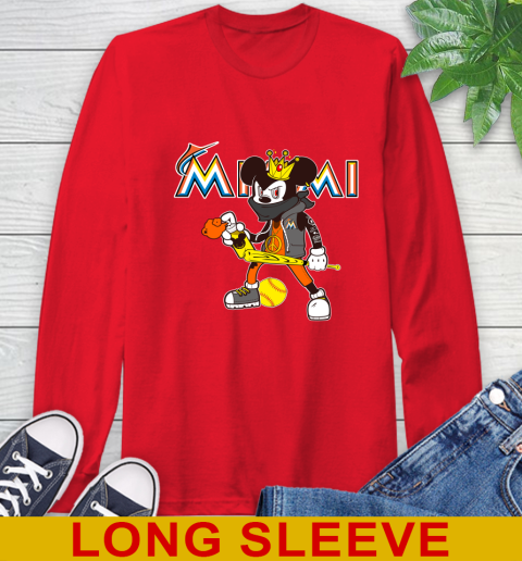 Miami Marlins MLB Baseball Mickey Peace Sign Sports Long Sleeve T-Shirt 10