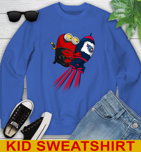 NFL Football Tennessee Titans Deadpool Minion Marvel Shirt Youth Sweatshirt 6