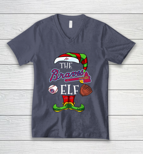 Atlanta Braves Christmas ELF Funny MLB V-Neck T-Shirt 7